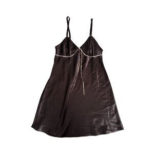 vintage adonna silky satin brown slip mini camisole dress women’s size medium